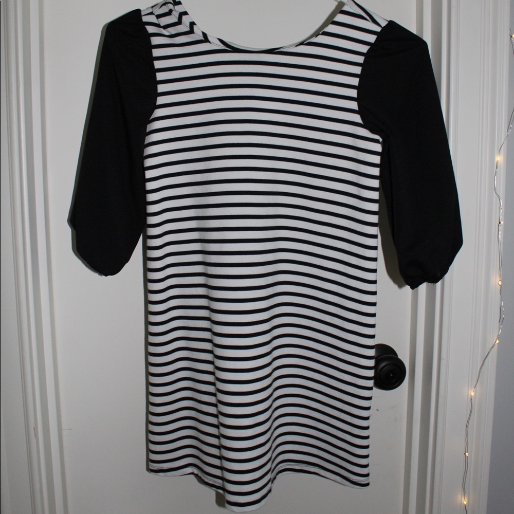 black and white striped girls dress